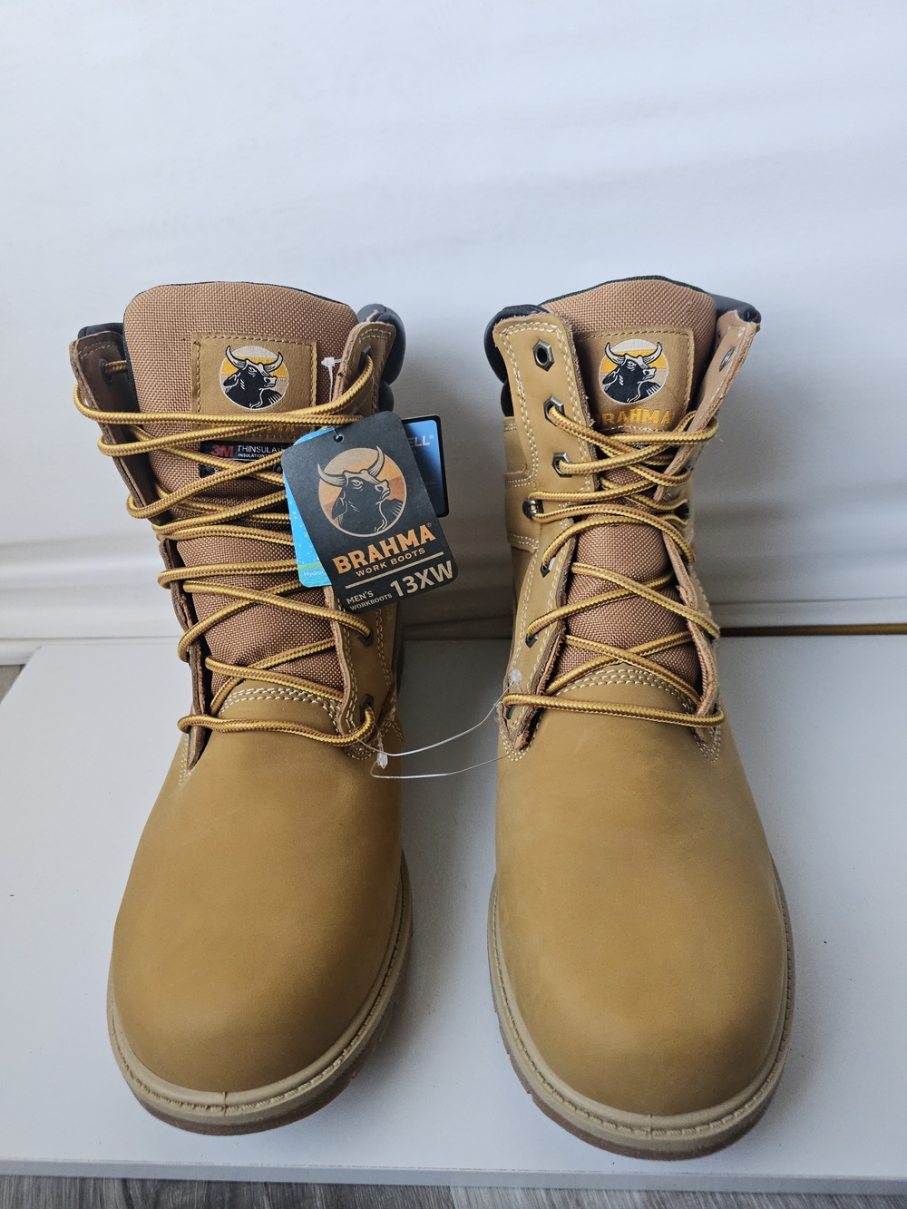 NWT Brahma Men's 13XW Waterproof Work Boots Wheat Leather Insulated (No Box)